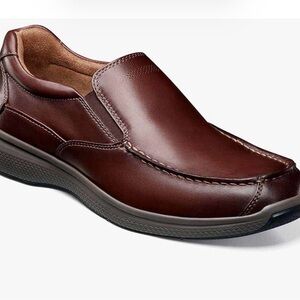 Florsheim Great Lakes M’s Brown/Burgundy Leather Slip-On Moc Toe Loafer NWOT 9W